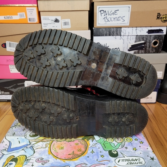 Jeffrey Campbell Black Box Lug Bottom Ankle Lace Up Bootie Side Zip - Picture 4 of 7